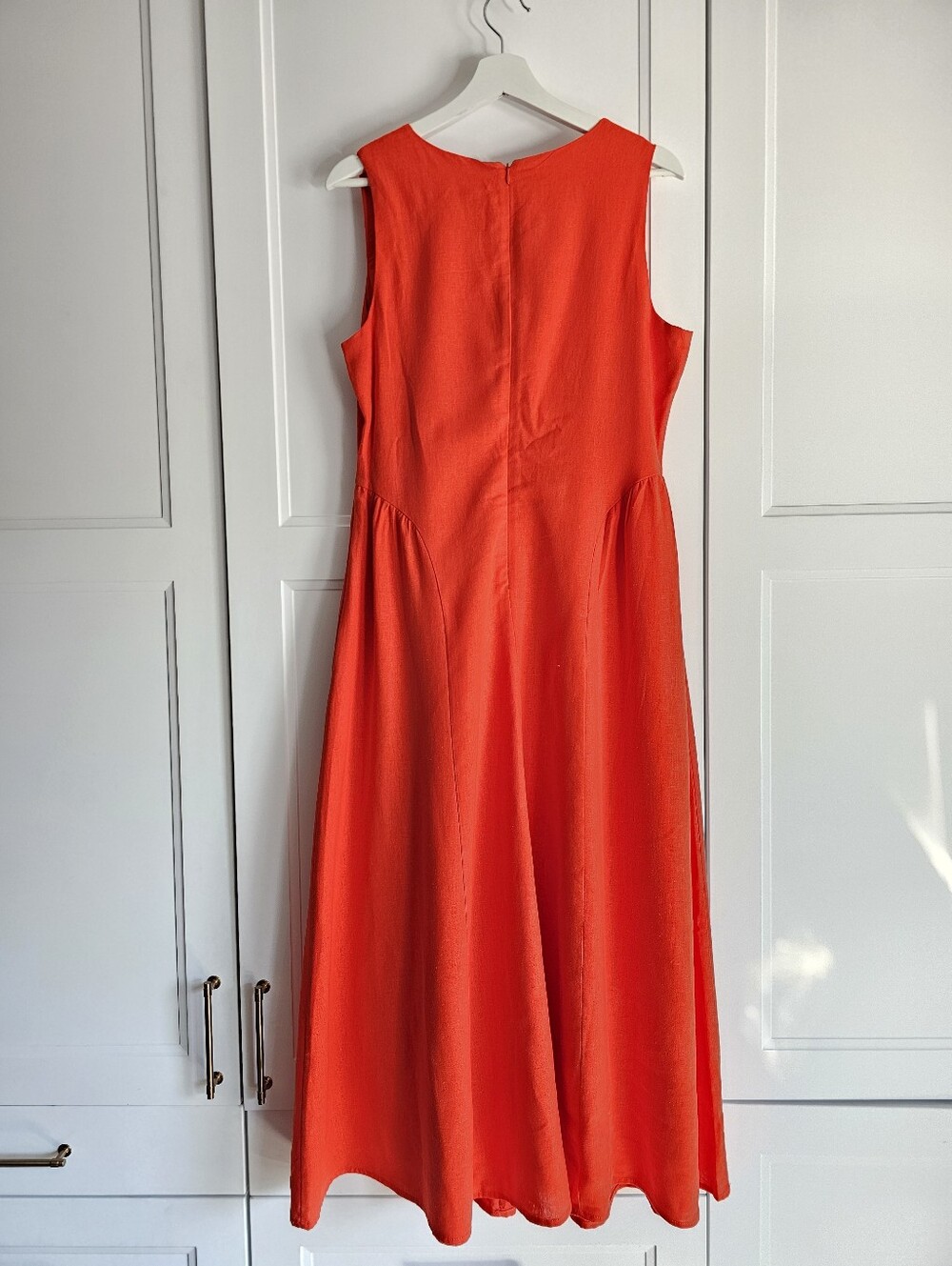 Camila Coelho Vibrant Red Sleeveless Maxi Linen Dress Keyhole Neck S 10 NWT $350 - Picture 6 of 7